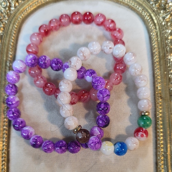 Colorful Beaded Bracelet Set Of 3 NWT - Picture 1 of 5